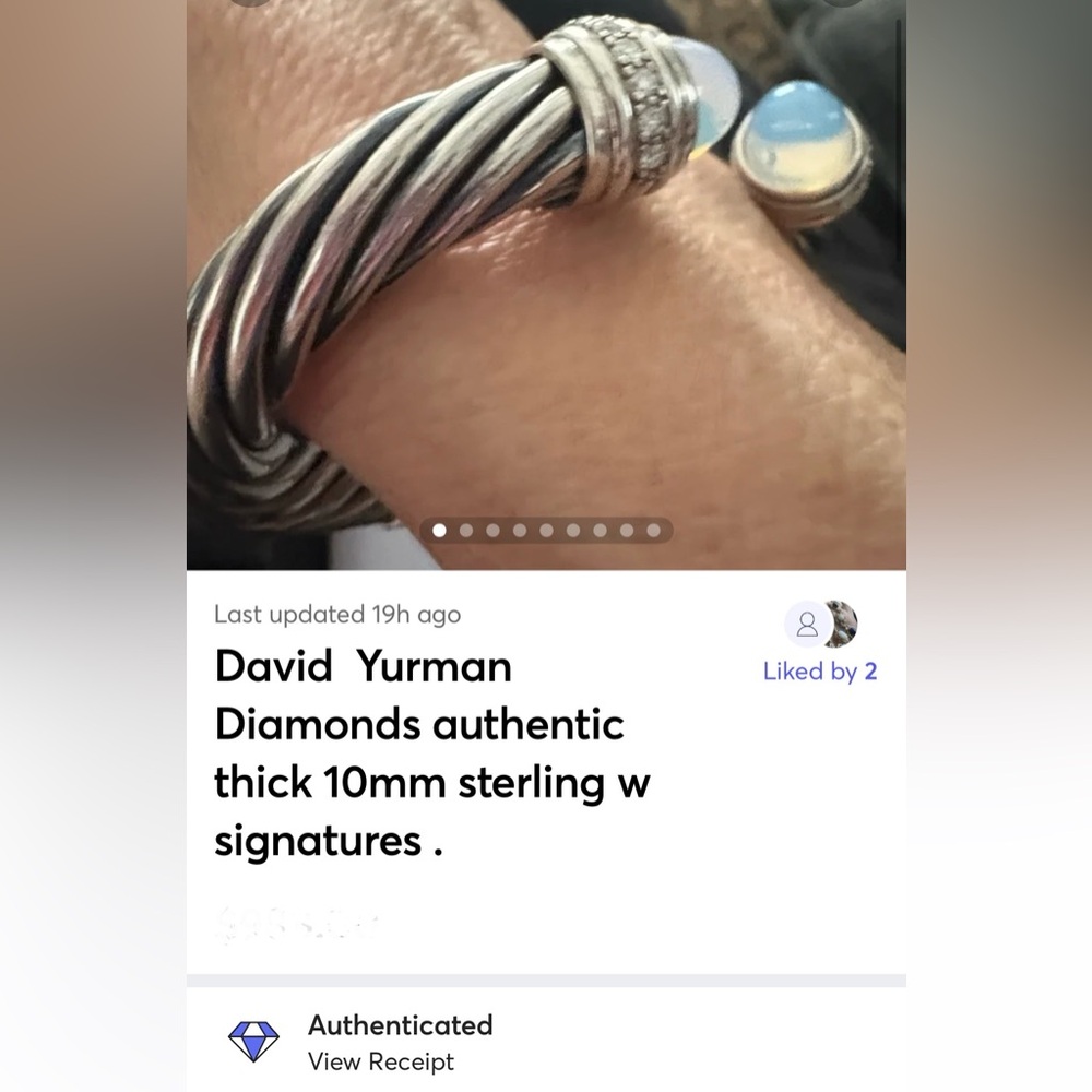 David Yurman Silver Bracelet with Diamonds Chalcedon  gems signed. FIRM $.